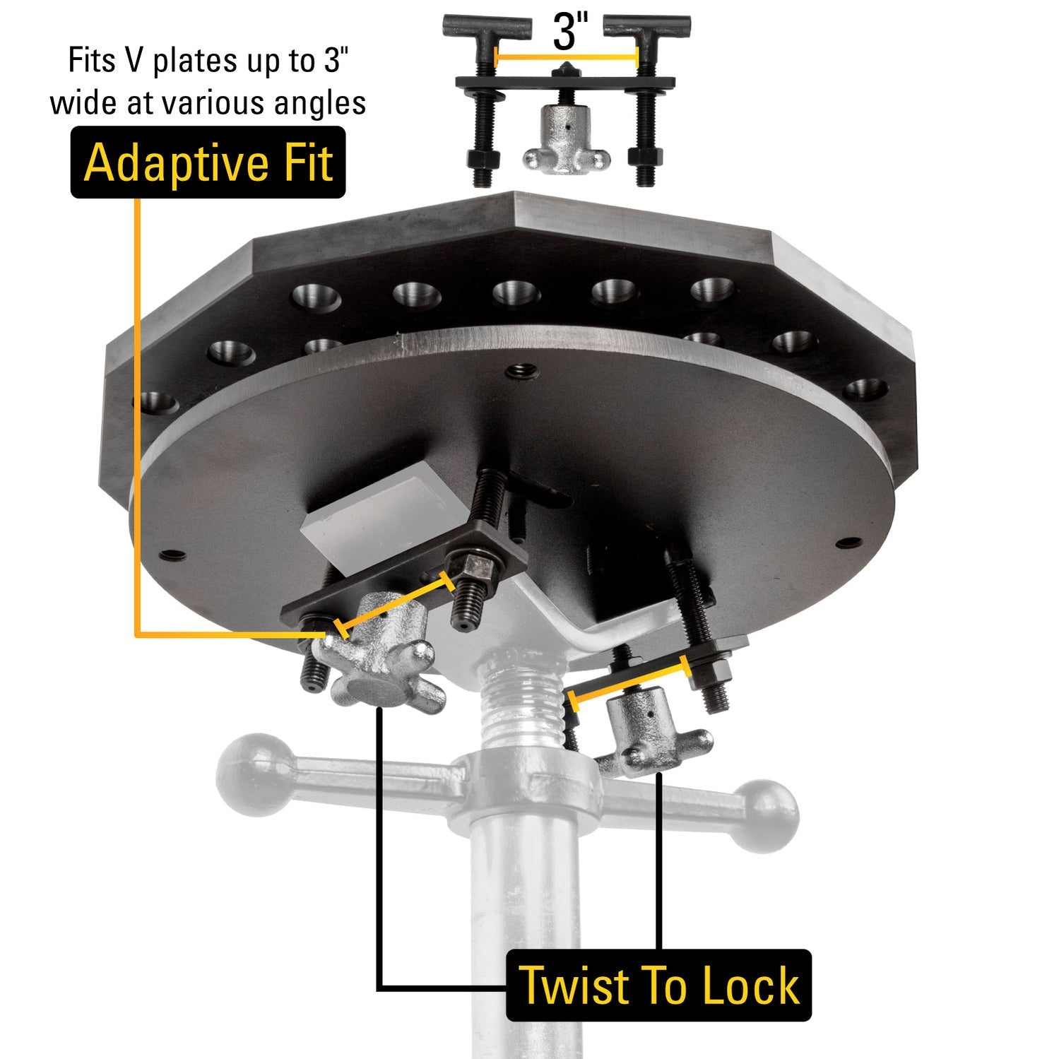 Trípode Scout, 14" (35.56 cm) de Diámetro, Soporte de Trabajo, Sistema de 5/8"