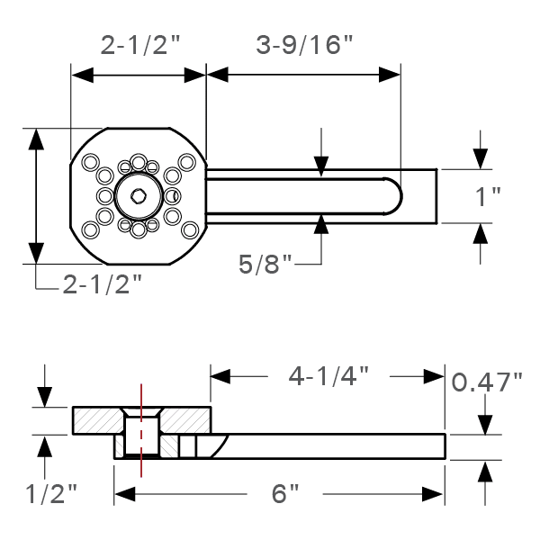 Ajustable Mounting Base for Toggle Clamps, Fits 5/8 Holes